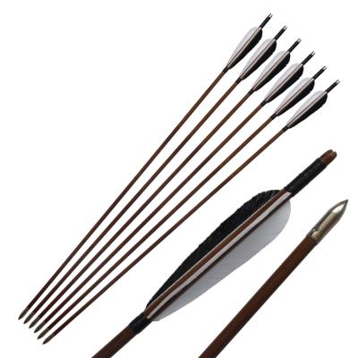 Traditional Bamboo Shaft Arrows with Turkey Feather for Recurve Bow ()